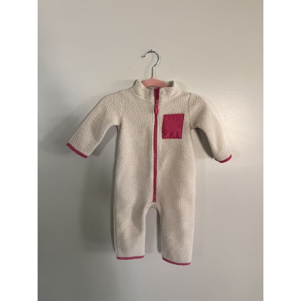 Carter Sherpa Winter Baby Girl Zip Up Romper 6-9 Months